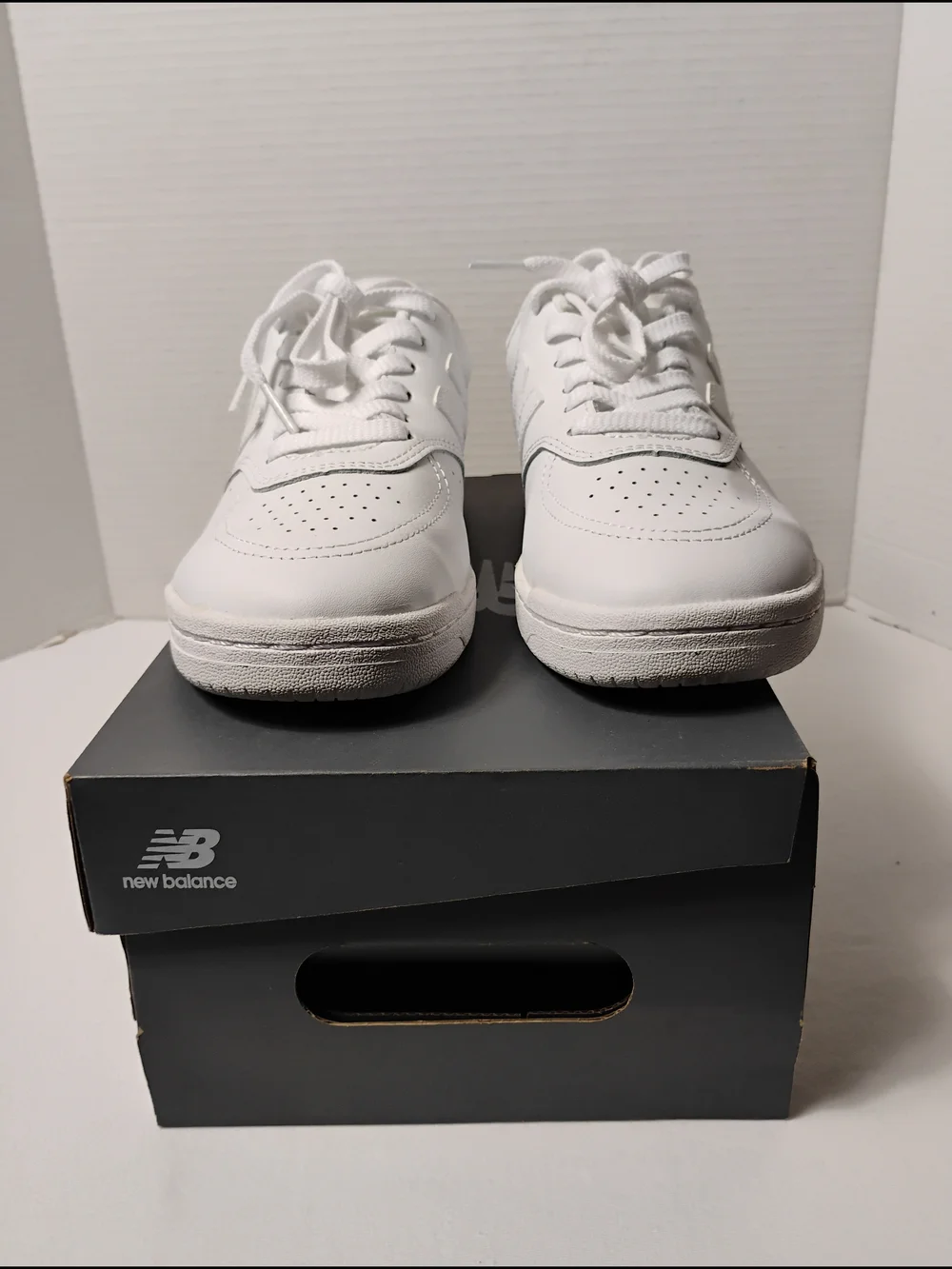 New Balance White Leather Low-Top Sneakers